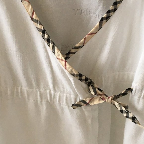 BURBERRY White Nova Check lined Wrap Shirt Size 3 - Picture 6 of 7